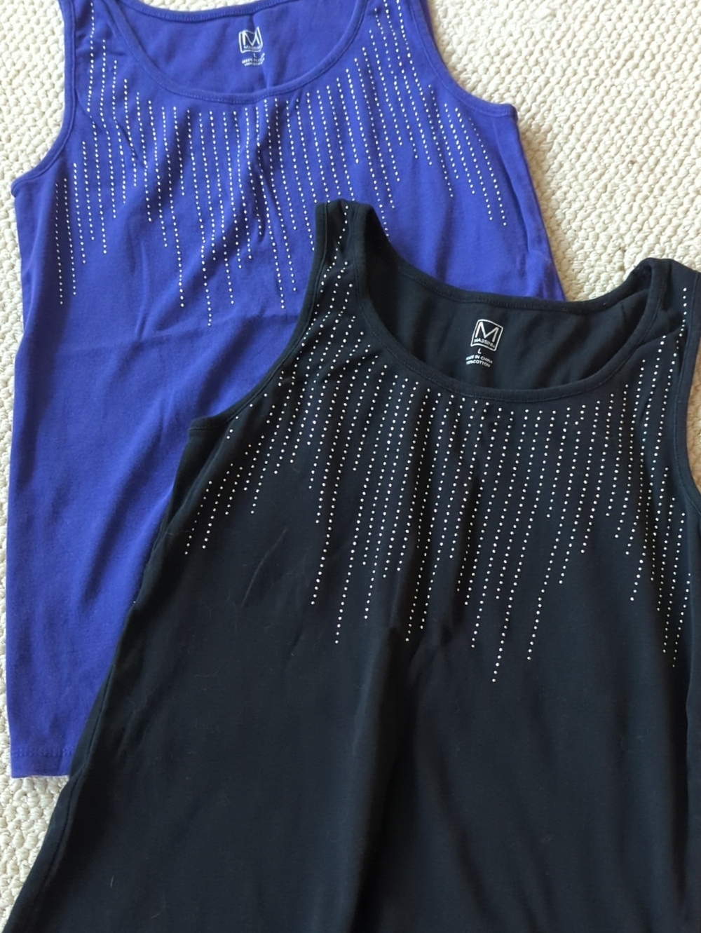 Massini Black and Purple Studded Tank Tops